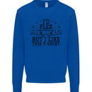 Gym I'd Flex but I Like This Funny Mens Sweatshirt Jumper Royal Blue