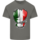 Gym Italian Flag Ripped Muscles Italy Mens Cotton T-Shirt Tee Top Charcoal