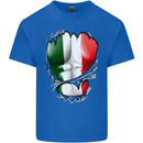 Gym Italian Flag Ripped Muscles Italy Mens Cotton T-Shirt Tee Top Royal Blue