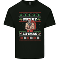Gym Merry Liftmas Christmas Bodybuilding Mens Cotton T-Shirt Tee Top Black