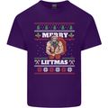 Gym Merry Liftmas Christmas Bodybuilding Mens Cotton T-Shirt Tee Top Purple