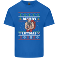 Gym Merry Liftmas Christmas Bodybuilding Mens Cotton T-Shirt Tee Top Royal Blue