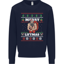 Gym Merry Liftmas Christmas Bodybuilding Mens Sweatshirt Jumper Navy Blue