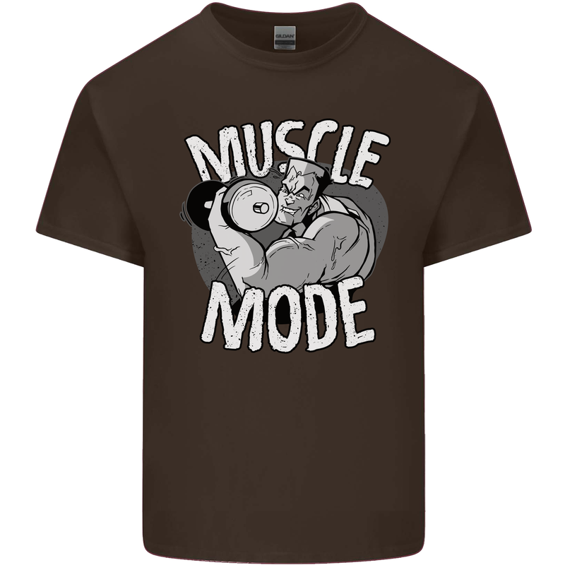 Gym Muscle Mode Bodybuilding Weightlifting Mens Cotton T-Shirt Tee Top Dark Chocolate