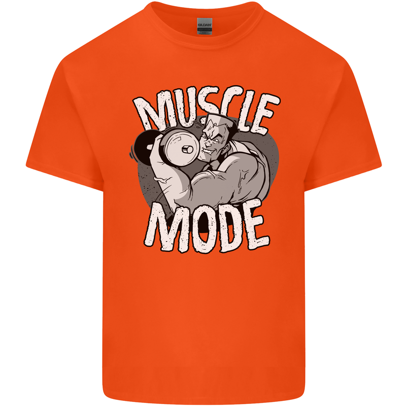 Gym Muscle Mode Bodybuilding Weightlifting Mens Cotton T-Shirt Tee Top Orange