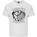 Gym Muscle Mode Bodybuilding Weightlifting Mens Cotton T-Shirt Tee Top White