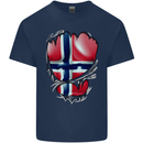 Gym Norwegian Flag Ripped Muscles Norway Mens Cotton T-Shirt Tee Top Navy Blue