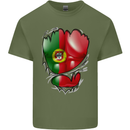 Gym Portuguese Flag Ripped Muscles Portugal Mens Cotton T-Shirt Tee Top Military Green