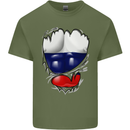 Gym Russian Flag Ripped Muscles Russia Mens Cotton T-Shirt Tee Top Military Green
