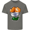 Gym The Indian Flag Ripped Muscles India Mens Cotton T-Shirt Tee Top Charcoal