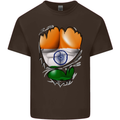 Gym The Indian Flag Ripped Muscles India Mens Cotton T-Shirt Tee Top Dark Chocolate