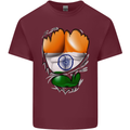 Gym The Indian Flag Ripped Muscles India Mens Cotton T-Shirt Tee Top Maroon