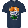 Gym The Indian Flag Ripped Muscles India Mens Cotton T-Shirt Tee Top Navy Blue