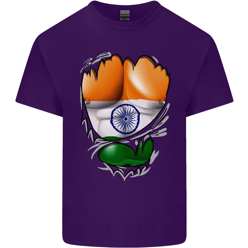 Gym The Indian Flag Ripped Muscles India Mens Cotton T-Shirt Tee Top Purple