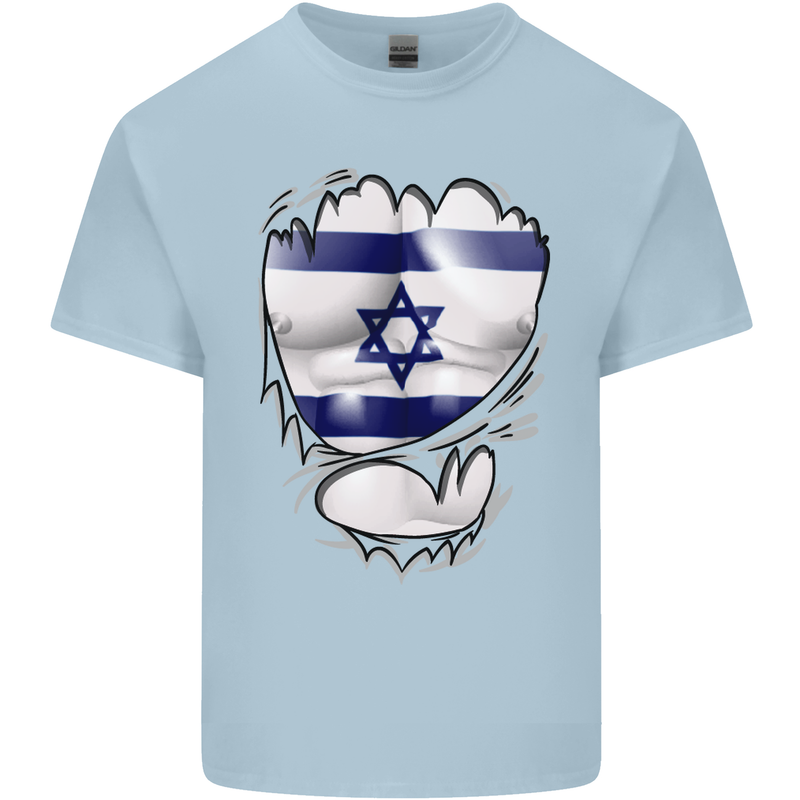 Gym The Israeli Flag Ripped Muscles Israel Mens Cotton T-Shirt Tee Top Light Blue