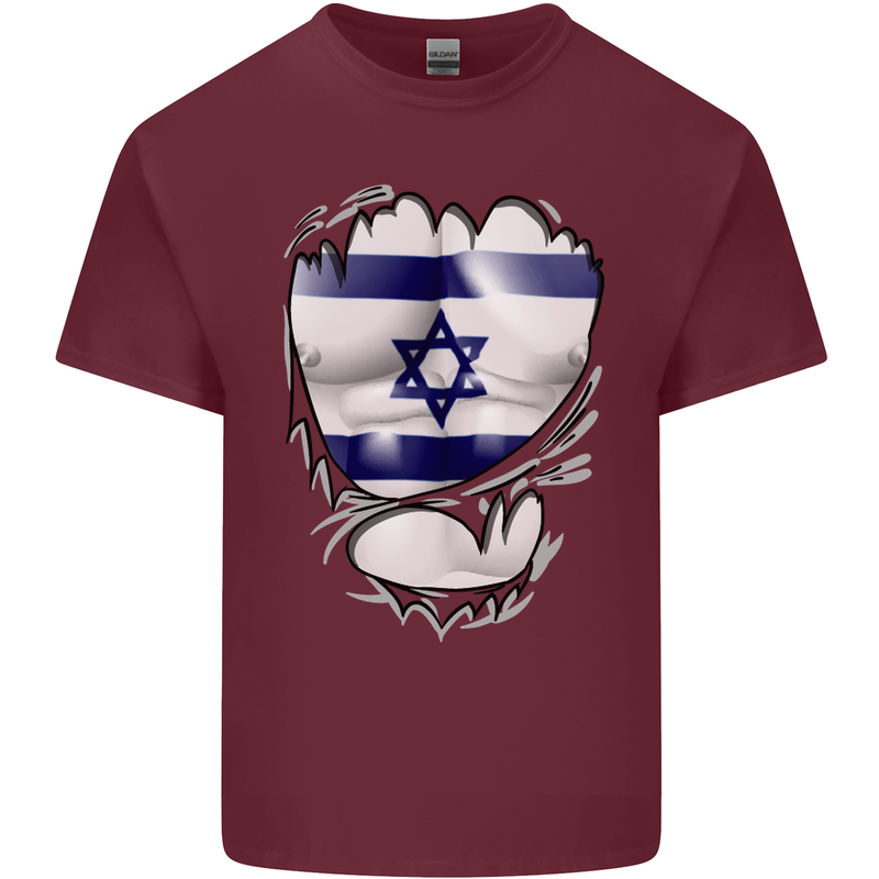 Gym The Israeli Flag Ripped Muscles Israel Mens Cotton T-Shirt Tee Top Maroon