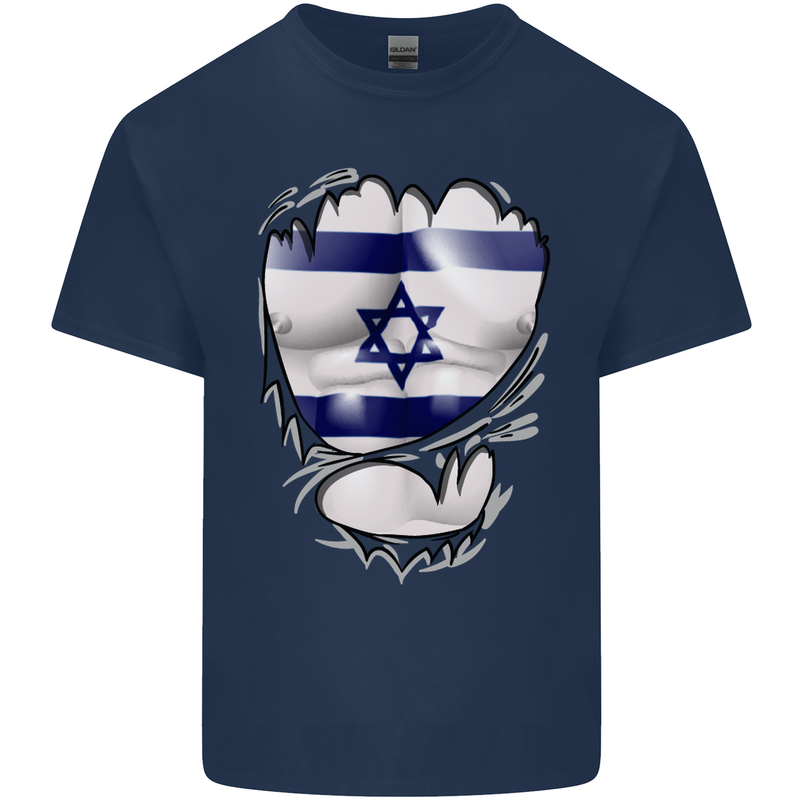 Gym The Israeli Flag Ripped Muscles Israel Mens Cotton T-Shirt Tee Top Navy Blue