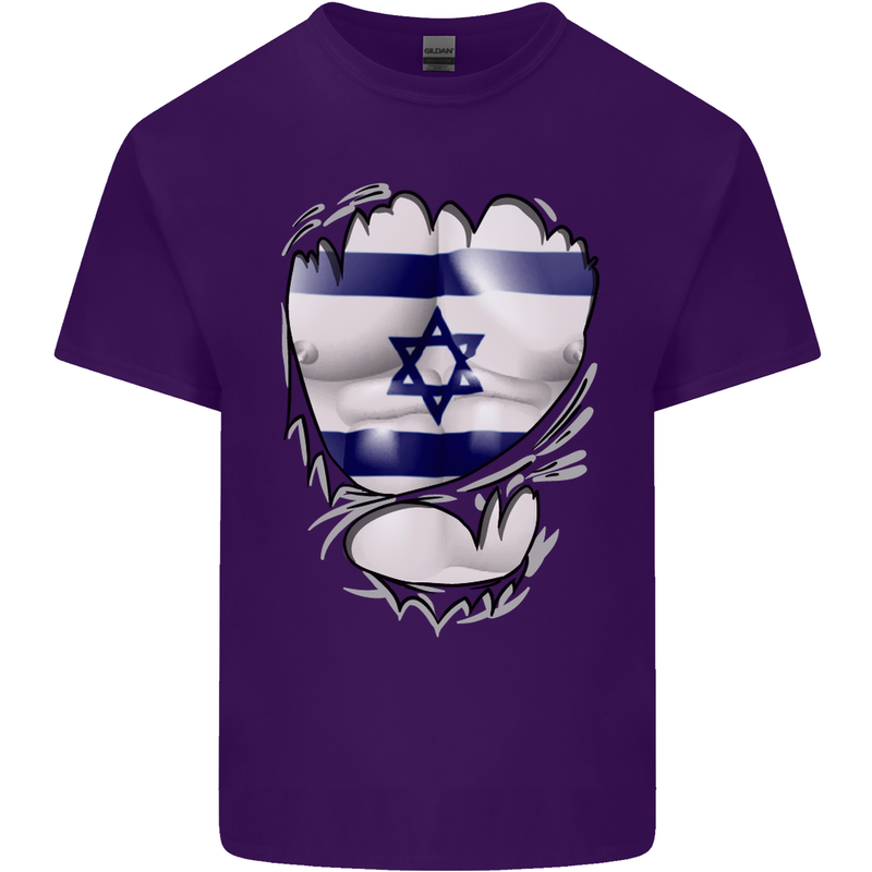 Gym The Israeli Flag Ripped Muscles Israel Mens Cotton T-Shirt Tee Top Purple