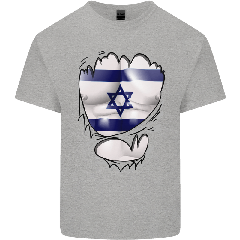 Gym The Israeli Flag Ripped Muscles Israel Mens Cotton T-Shirt Tee Top Sports Grey