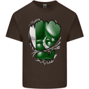 Gym The Pakistan Flag Ripped Muscles Effect Mens Cotton T-Shirt Tee Top Dark Chocolate