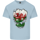 Gym The Welsh Flag Ripped Muscles Wales Kids T-Shirt Childrens Light Blue