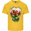 Gym The Welsh Flag Ripped Muscles Wales Kids T-Shirt Childrens Yellow