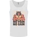 Gym Tiger No Pain No Gain Training Top Mens Vest Tank Top White