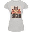 Gym Tiger No Pain No Gain Training Top Womens Petite Cut T-Shirt Sports Grey