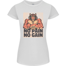 Gym Tiger No Pain No Gain Training Top Womens Petite Cut T-Shirt White
