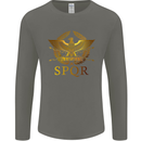 Gym Training Top Weightlifting SPQR Roman Mens Long Sleeve T-Shirt Charcoal
