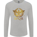 Gym Training Top Weightlifting SPQR Roman Mens Long Sleeve T-Shirt Sports Grey