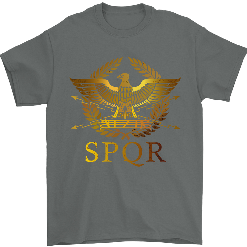 Gym Training Top Weightlifting SPQR Roman Mens T-Shirt Cotton Gildan Charcoal