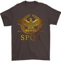 Gym Training Top Weightlifting SPQR Roman Mens T-Shirt Cotton Gildan Dark Chocolate