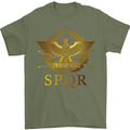 Gym Training Top Weightlifting SPQR Roman Mens T-Shirt Cotton Gildan Military Green