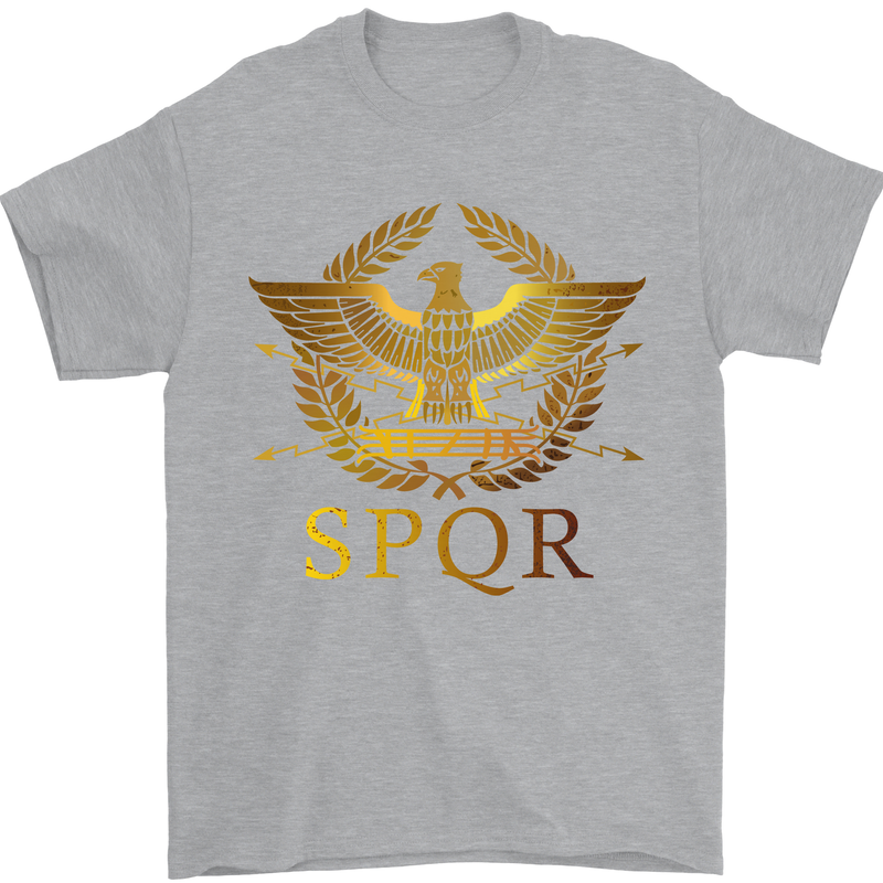 Gym Training Top Weightlifting SPQR Roman Mens T-Shirt Cotton Gildan Sports Grey