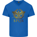 Gym Training Top Weightlifting SPQR Roman Mens V-Neck Cotton T-Shirt Royal Blue