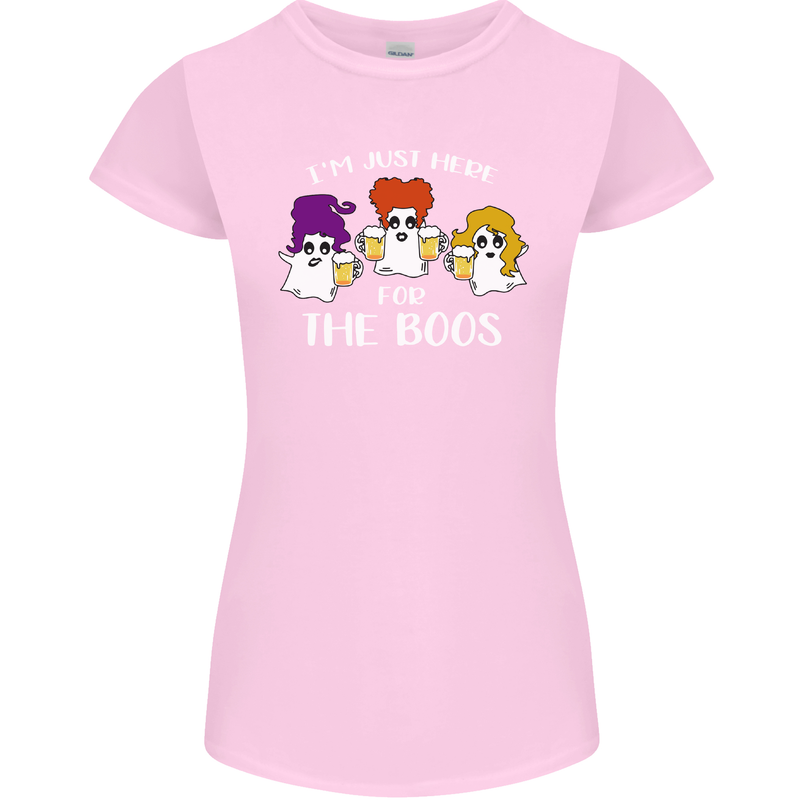 Halloween I'm Just Here For the Boos Womens Petite Cut T-Shirt Light Pink