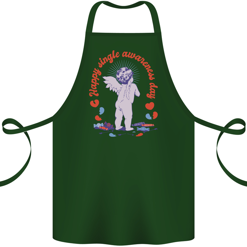 Happy Single Awareness Day Cotton Apron 100% Organic Forest Green