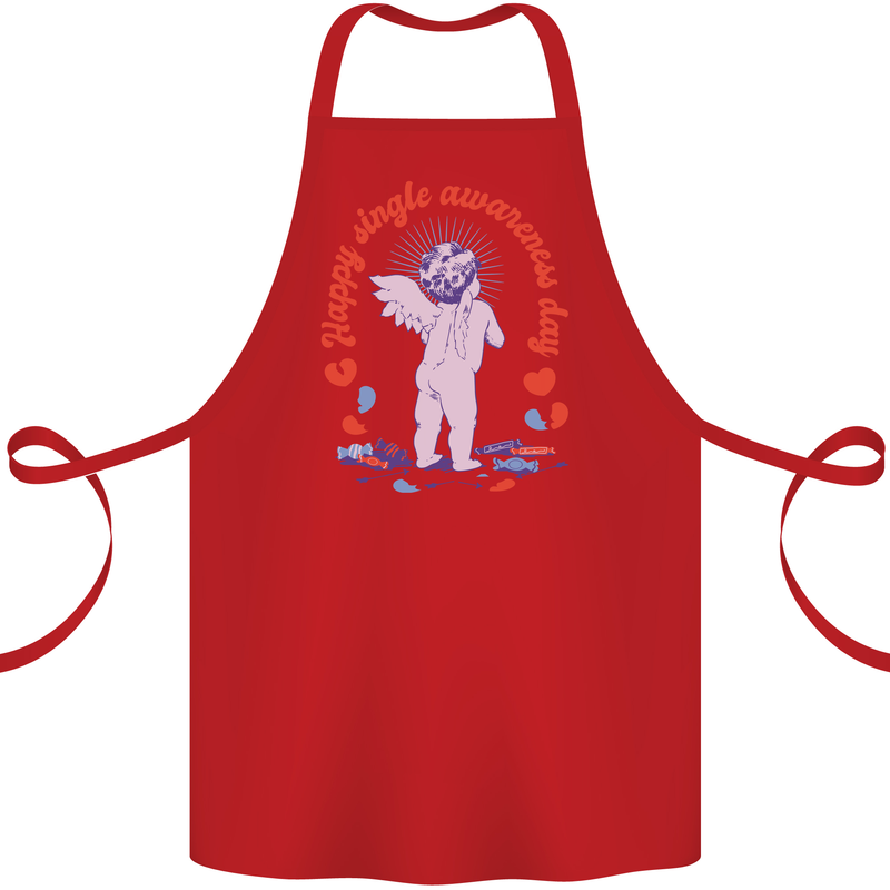 Happy Single Awareness Day Cotton Apron 100% Organic Red