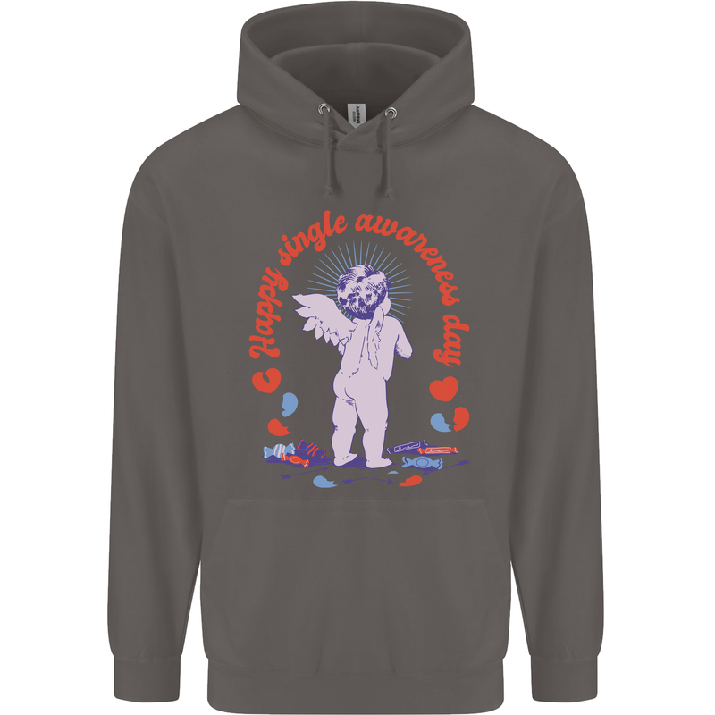 Happy Single Awareness Day Mens 80% Cotton Hoodie Charcoal