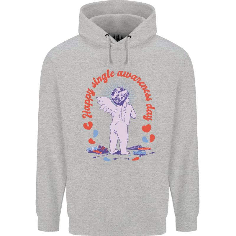 Happy Single Awareness Day Mens 80% Cotton Hoodie Sports Grey