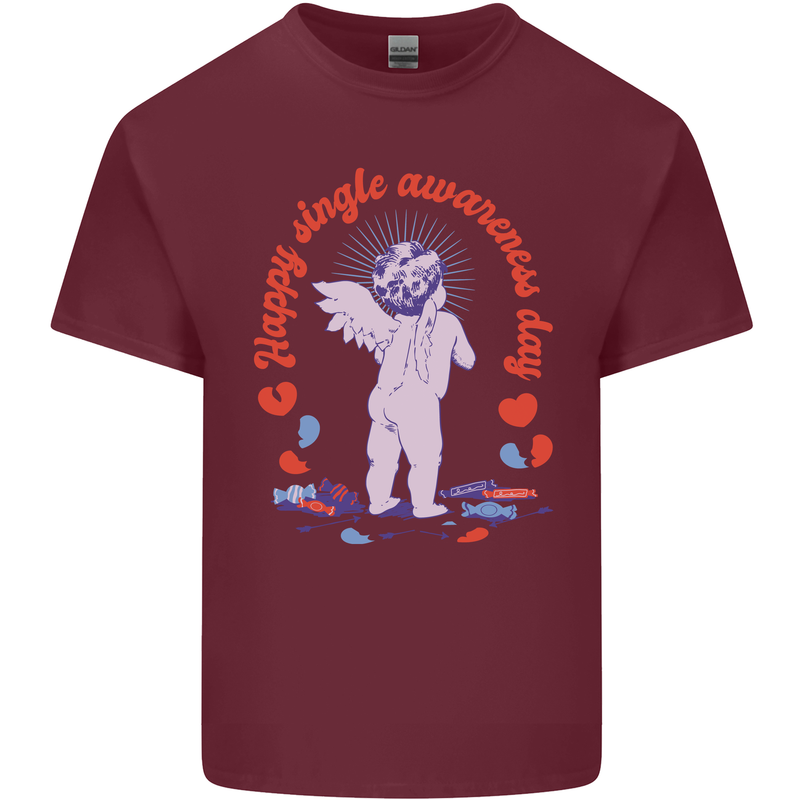 Happy Single Awareness Day Mens Cotton T-Shirt Tee Top Maroon