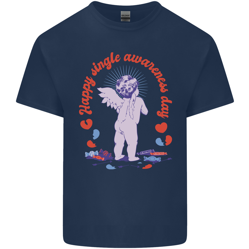 Happy Single Awareness Day Mens Cotton T-Shirt Tee Top Navy Blue