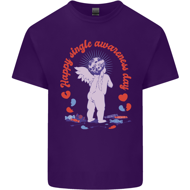 Happy Single Awareness Day Mens Cotton T-Shirt Tee Top Purple