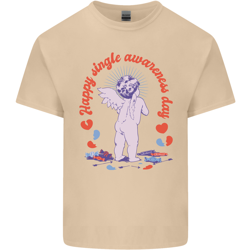 Happy Single Awareness Day Mens Cotton T-Shirt Tee Top Sand