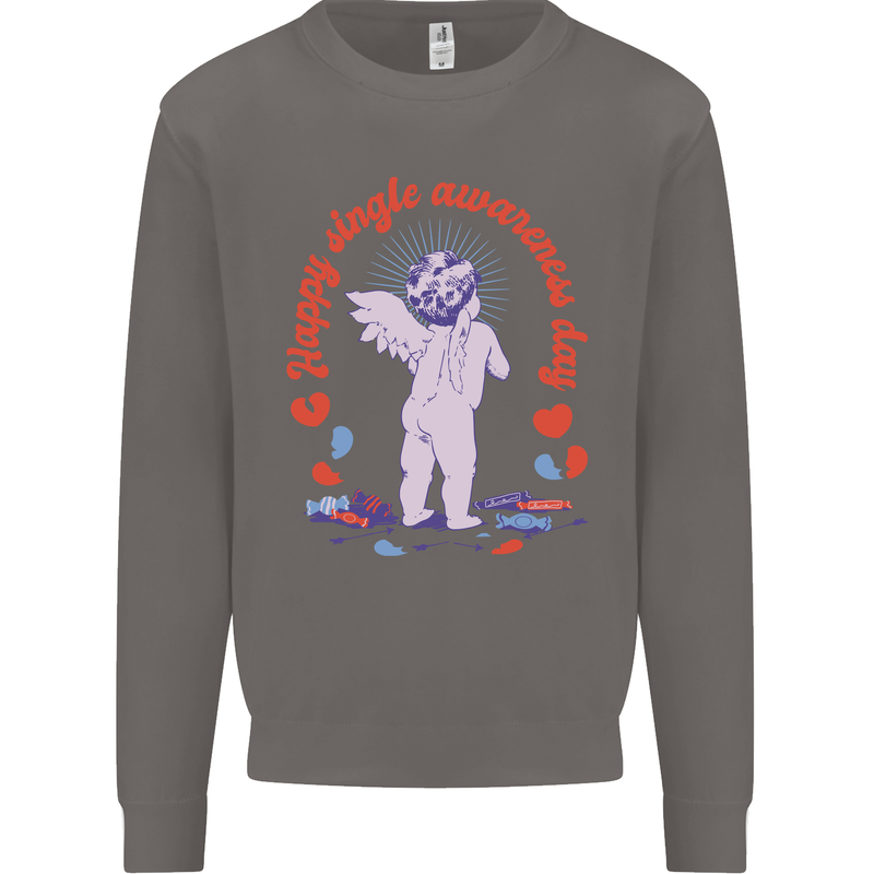 Happy Single Awareness Day Mens Sweatshirt Jumper Charcoal
