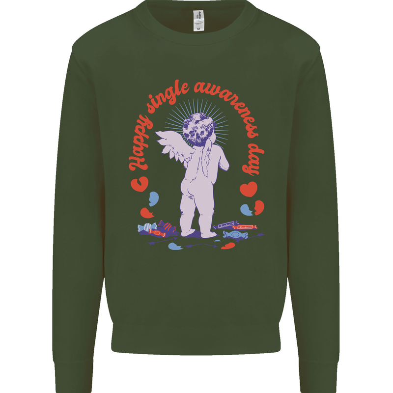 Happy Single Awareness Day Mens Sweatshirt Jumper Forest Green