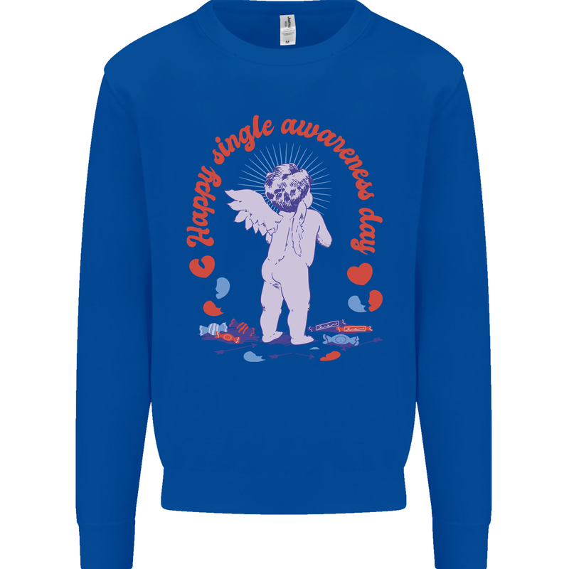 Happy Single Awareness Day Mens Sweatshirt Jumper Royal Blue