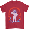 Happy Single Awareness Day Mens T-Shirt 100% Cotton Red