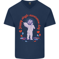 Happy Single Awareness Day Mens V-Neck Cotton T-Shirt Navy Blue